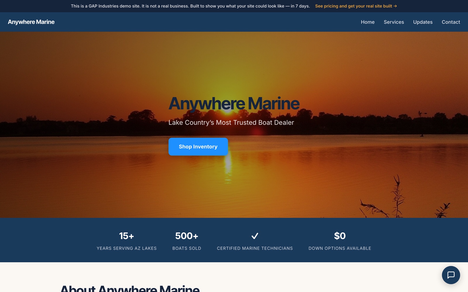 Anywhere Marine dealer site built by GAP Industries