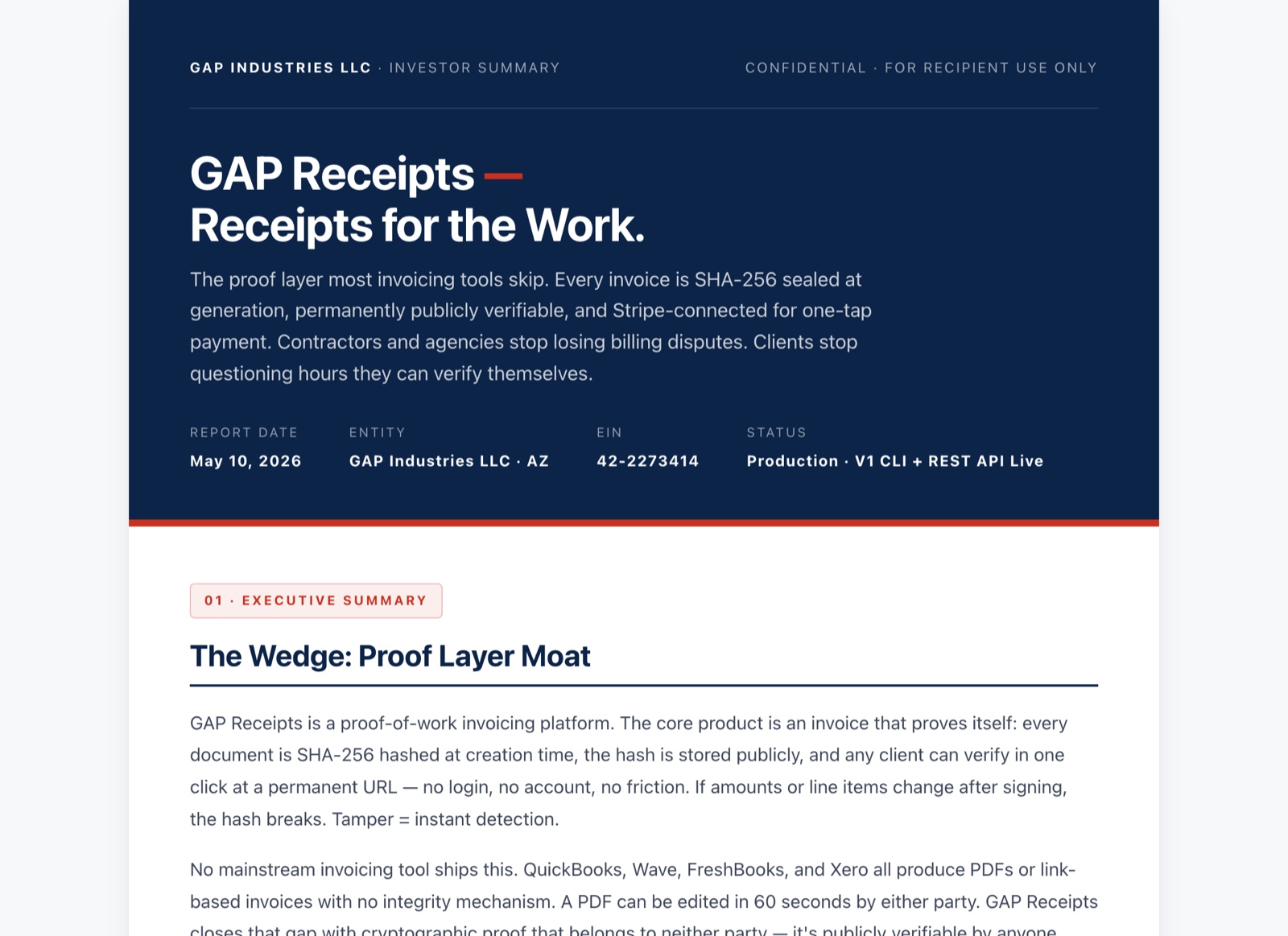 GAP Receipts — cryptographically signed invoicing